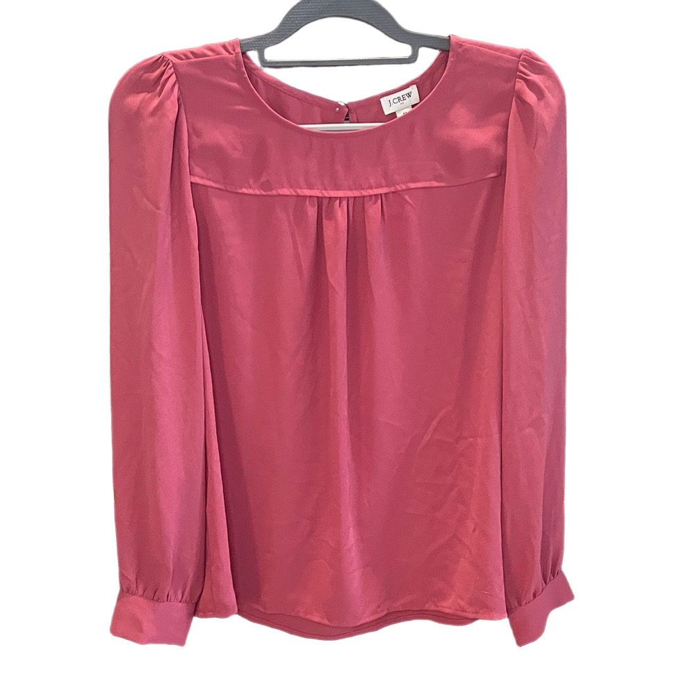 J Crew Fuchsia Long Sleeve Chiffon Blouse